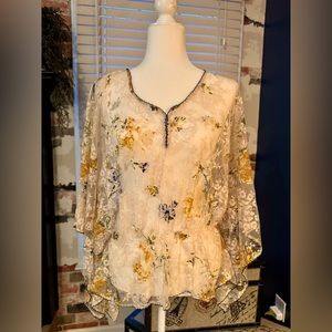 Free People Sheer Kimono blouse, Size M, GUC